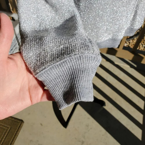 Juicy Couture Cardigan Bomber Women's Small Silver Mesh Full Zip Sweater Jacket - Picture 4 of 15